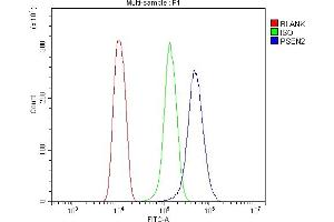 Flow Cytometry analysis of HEPA1-6 cells using anti-Presenilin 2/AD5/PSEN2 antibody (ABIN7602796). (Presenilin 2 抗体  (C-Term))
