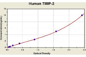 Diagramm of the ELISA kit to detect Human T1 MP-2with the optical density on the x-axis and the concentration on the y-axis. (TIMP2 ELISA 试剂盒)