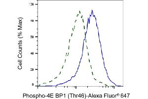 Flow cytometric analysis of phospho-4E BP1 (Thr46) expression in C2C12 cells using phospho-4E BP1 (Thr46) antibody (ABIN7798530), 1:2,000). (Recombinant eIF4EBP1 抗体  (pThr46))