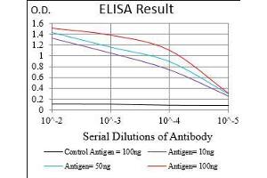 Black line: Control Antigen (100 ng), Purple line: Antigen(10 ng), Blue line: Antigen (50 ng), Red line: Antigen (100 ng), (CD93 抗体  (AA 474-535))