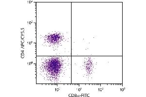 BALB/c mouse splenocytes were stained with Rat Anti-Mouse CD4-APC/CY5. (CD4 抗体  (APC-Cy5.5))