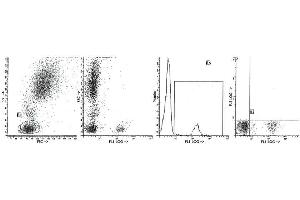 Staining with clone B-ly1 (CD20) monoclonal antibodies is illustrated by flow cytometry analysis of normal blood cells. (CD20 抗体  (PE))