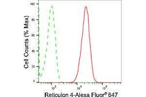 Flow cytometric analysis of Reticulon 4 expression in HT- cells using Reticulon 4 antibody (ABIN7800179), 1:2,000). (Recombinant Reticulon 4 抗体)