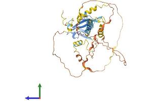 AlphaFold protein structure predicition of Human Recombinant TAMALIN Protein, UniprotID Q7Z6J2 (Tamalin/GRASP Protein (AA 1-395) (His tag))