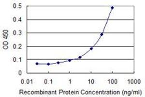 Detection limit for recombinant GST tagged UBE2U is 1 ng/ml as a capture antibody. (UBE2U 抗体  (AA 9-102))