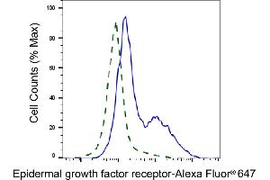 Flow cytometric analysis of epidermal growth factor receptor expression in HepG2 cells using epidermal growth factor receptor antibody (ABIN7798474), 1:2,000). (EGFR 抗体)