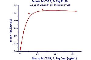 Binding Studies (Bind) image for Colony Stimulating Factor 1 Receptor (CSF1R) (AA 20-511) (Active) protein (Fc Tag) (ABIN4949181)