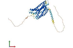 AlphaFold protein structure predicition of Mouse Recombinant Gpr132 Protein, UniprotID Q9Z282 (G Protein-Coupled Receptor 132 Protein (GPR132) (AA 1-382) (His tag))