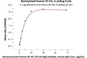 Immobilized Biotinylated Human B7-H3, Fc,Avitag (ABIN5954964,ABIN6253600) at 1 μg/mL (100 μL/well) on Streptavidin  precoated (0. (CD276 Protein (CD276) (AA 29-245) (Fc Tag,AVI tag,Biotin))