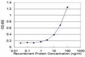 Detection limit for recombinant GST tagged ACAT2 is approximately 1ng/ml as a capture antibody. (ACAT2 抗体  (AA 1-397))