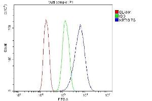 Flow Cytometry analysis of A431 cells using anti- Cytokeratin 18 antibody (ABIN7600573).