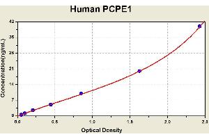 Diagramm of the ELISA kit to detect Human PCPE1with the optical density on the x-axis and the concentration on the y-axis. (PCOLCE ELISA 试剂盒)