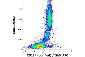 Flow cytometry surface staining pattern of human peripheral blood stained using anti-human CD114 (LMM741) purified antibody (concentration in sample 9 μg/mL) GAM APC. (CSF3R 抗体)