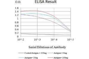 Black line: Control Antigen (100 ng),Purple line: Antigen (10 ng), Blue line: Antigen (50 ng), Red line:Antigen (100 ng) (CD99 抗体  (AA 1-185))