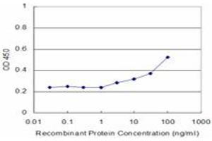 Detection limit for recombinant GST tagged GAN is approximately 3ng/ml as a capture antibody. (GAN 抗体  (AA 534-597))