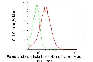 Flow cytometric analysis of Farnesyl-diphosphate farnesyltransferase 1 expression in HAP-1 cells using Farnesyl-diphosphate farnesyltransferase 1 antibody (ABIN7798571), 1:2,000). (FDFT1 抗体)