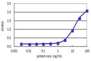 Sandwich ELISA detection sensitivity ranging from 1 ng/ml to 100 ng/ml.