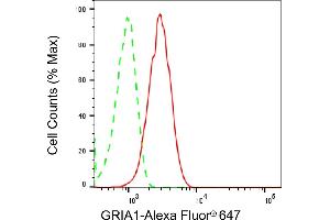 Flow cytometric analysis of GRIA1 expression in HepG2 cells using GRIA1 antibody (ABIN7798738), 1:2,000). (Recombinant Glutamate Receptor 1 抗体)