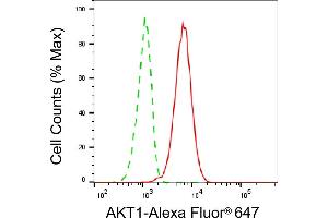 Flow cytometric analysis of AKT1 expression in H9c2 cells using AKT1 antibody (ABIN7800779), 1:2,000). (AKT1 抗体)