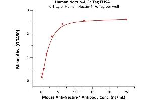 ELISA image for Poliovirus Receptor-Related 4 (PVRL4) (AA 32-349) (Active) protein (Fc Tag) (ABIN7013402)