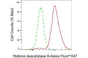 Flow cytometric analysis of Histone deacetylase 8 expression in HeLa cells using Histone deacetylase 8 antibody (ABIN7798937), 1:2,000). (Recombinant HDAC8 抗体)