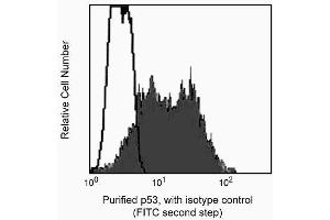 Profile of permeabilized CEM human leukemia cells analyzed on a FACScan™ (BDIS, San Jose, CA). (p53 抗体)