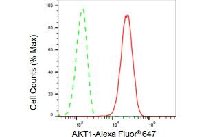 Flow cytometric analysis of AKT1 expression in C2C12 cells using AKT1 antibody (ABIN7800783), 1:2,000). (Recombinant AKT1 抗体)