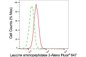Flow cytometric analysis of leucine aminopeptidase 3 expression in HAP-1 cells using Leucine aminopeptidase 3 antibody (ABIN7798268), 1:2,000). (Recombinant LAP3 抗体)