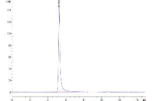 Size-exclusion chromatography-High Pressure Liquid Chromatography (SEC-HPLC) image for Membrane-Spanning 4-Domains, Subfamily A, Member 1 (MS4A1) (AA 1-297) (Active) protein-VLP (Biotin) (ABIN7448157)
