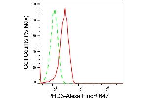 Flow cytometric analysis of PHD3 expression in HepG2 cells using PHD3 antibody (ABIN7798427), 1:2,000). (Recombinant EGLN3 抗体)