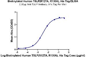 ELISA image for Thymic Stromal Lymphopoietin (TSLP) (Arg127Ala-Mutant), (Arg130Ala-Mutant) protein (His-Avi Tag,Biotin) (ABIN7275808)