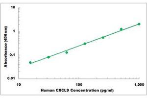 Representative Standard Curve (CXCL9 ELISA 试剂盒)