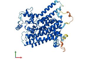 AlphaFold protein structure predicition of Human Recombinant PIGV Protein, UniprotID Q9NUD9