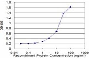 Detection limit for recombinant GST tagged HIP1 is approximately 1ng/ml as a capture antibody. (HIP1 抗体  (AA 928-1037))