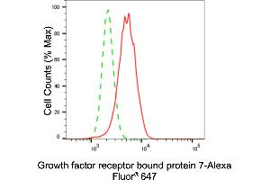 Flow cytometric analysis of growth factor receptor bound protein 7 expression in HepG2 cells using growth factor receptor bound protein 7 antibody (ABIN7798808), 1:2,000). (Recombinant GRB7 抗体)