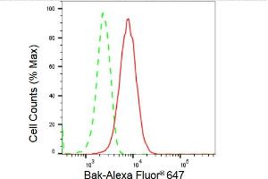 Flow cytometric analysis of Bak expression in HepG2 cells using Bak antibody (ABIN7797742), 1:2,000).