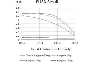 Black line: Control Antigen (100 ng),Purple line: Antigen (10 ng), Blue line: Antigen (50 ng), Red line:Antigen (100 ng) (CD42b 抗体  (AA 17-183))