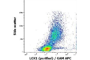 Flow cytometry surface staining pattern of human dendritic cells in flow cytometry analysis (surface staining) stained using anti-human LOX1 (15C4) purified antibody (concentration in sample 5 μg/mL, GAM APC). (OLR1 抗体)