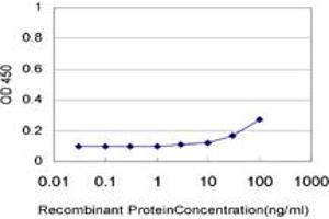 Detection limit for recombinant GST tagged MAPK11 is approximately 10ng/ml as a capture antibody. (MAPK11 抗体  (AA 255-364))