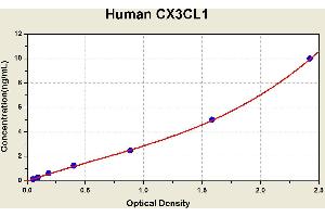 Diagramm of the ELISA kit to detect Human CX3CL1with the optical density on the x-axis and the concentration on the y-axis. (CX3CL1 ELISA 试剂盒)