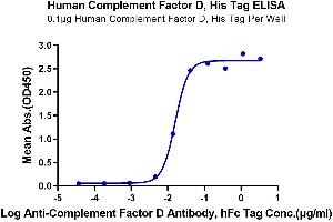 Immobilized Human Complement Factor D, His Tag at 1 μg/mL (100 μL/Well) on the plate. (Adipsin Protein (AA 26-253) (His tag))