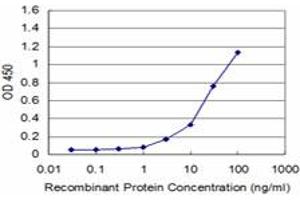 Detection limit for recombinant GST tagged DUSP3 is approximately 1ng/ml as a capture antibody. (Dual Specificity Phosphatase 3 (DUSP3) (AA 1-185) 抗体)