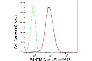 Flow cytometric analysis of P4HTM expression in HepG2 cells using P4HTM antibody (ABIN7799921), 1:2,000). (Recombinant P4HTM 抗体)