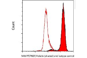 Flow Cytometry (FACS) image for anti-Nicotinamide phosphoribosyltransferase (NAMPT) (AA 400-450) antibody (ABIN7454014) (Recombinant NAMPT 抗体  (AA 400-450))