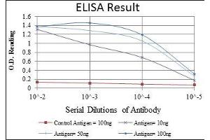 Red: Control Antigen (100 ng), Purple: Antigen (10 ng), Green: Antigen (50 ng), Blue: Antigen (100 ng),