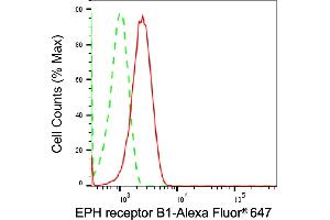 Flow cytometric analysis of EPH receptor B1 expression in HT- cells using EPH receptor B1 antibody (ABIN7798455), 1:2,000). (Recombinant EPH Receptor B1 抗体)