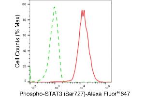 Flow cytometric analysis of Phospho-STAT3 (Ser727) expression in HepG2 cells using Phospho-STAT3 (Ser727) antibody (ABIN7800345), 1:2,000).