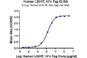 ELISA image for Tumor Necrosis Factor (Ligand) Superfamily, Member 14 (TNFSF14) (AA 74-240) protein (Fc Tag) (ABIN7275149)