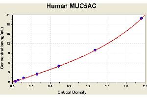 Diagramm of the ELISA kit to detect Human MUC5ACwith the optical density on the x-axis and the concentration on the y-axis. (MUC5AC ELISA 试剂盒)