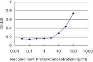Detection limit for recombinant GST tagged FZD3 is approximately 10ng/ml as a capture antibody. (FZD3 抗体  (AA 55-157))